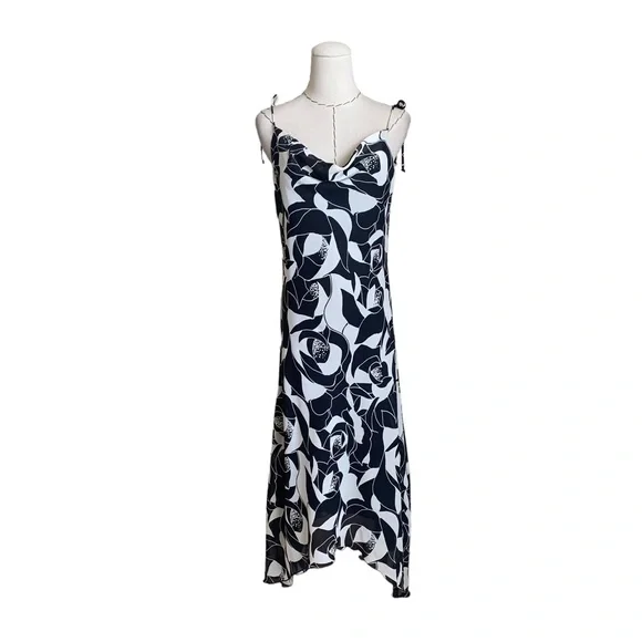 Vintage Y2K B Smart Cowl Slip Print Dress Sex City Carrie Bradshaw - Picture 1 of 10